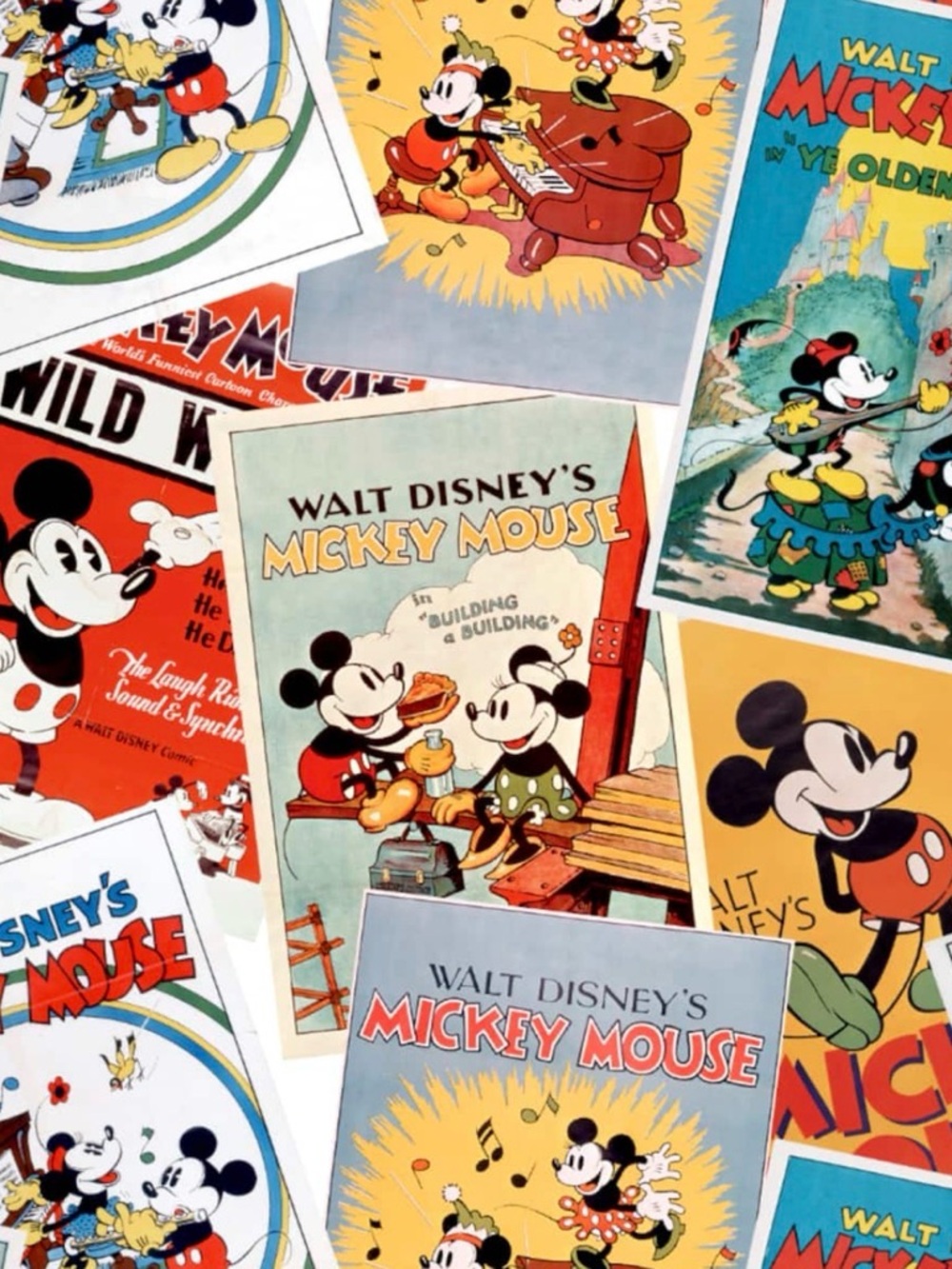 Walt Disney Mickey Mouse Comic Collage Poster FABRIC ~ 100% cotton ~ 1 Yard